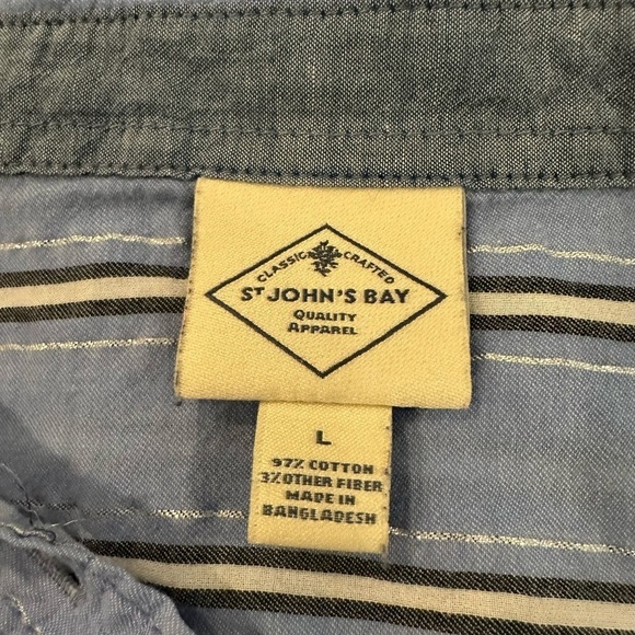 St Johns Bay Striped Long Sleeve Shirt  Blue L EUC - Picture 6 of 8